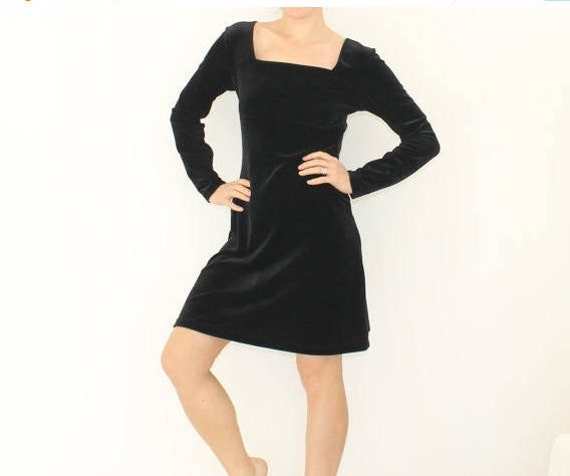 black crushed velvet dress