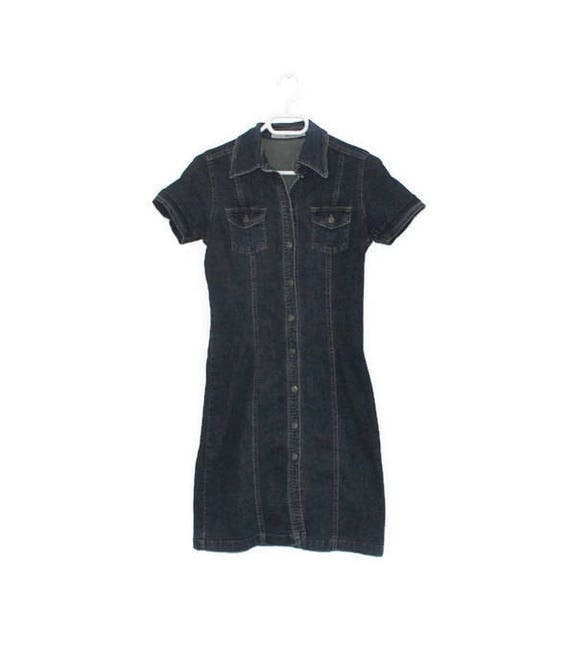 blue denim midi dress