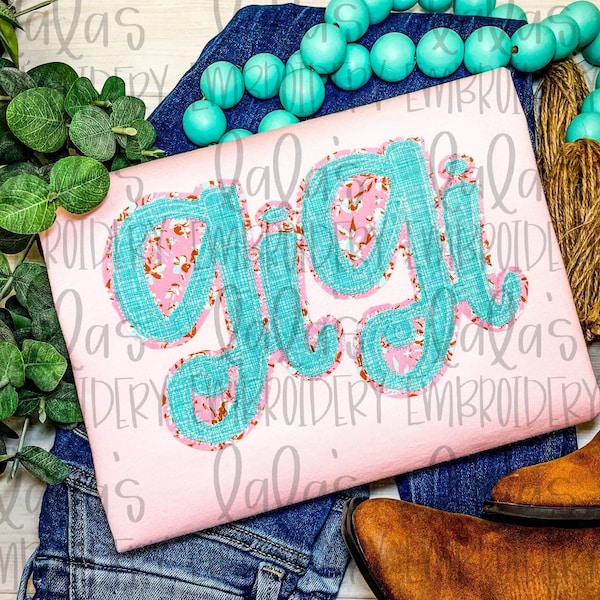 GiGi Double Stack Applique Design - Hand Lettered Design