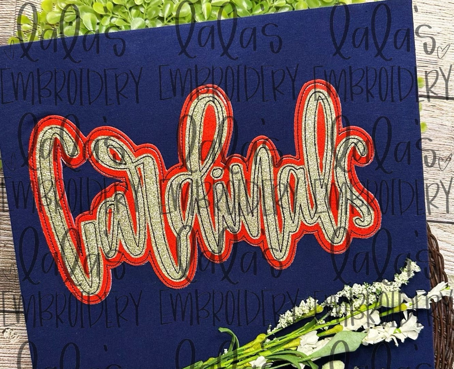 Cardinals Double Stack Applique Design - Hand Lettered Design ...