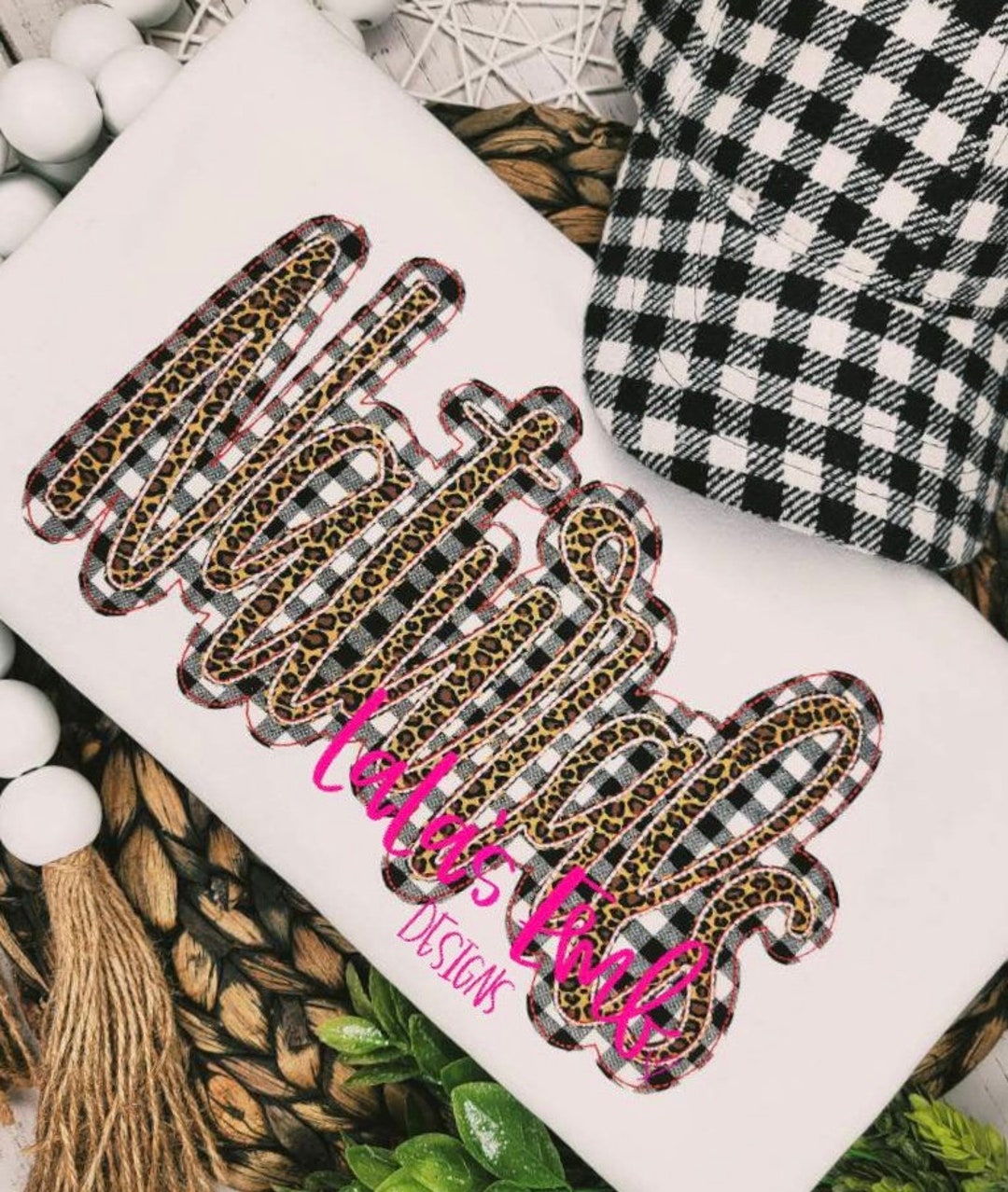 Naturals Double Stack Applique Design Hand Lettered Design Etsy