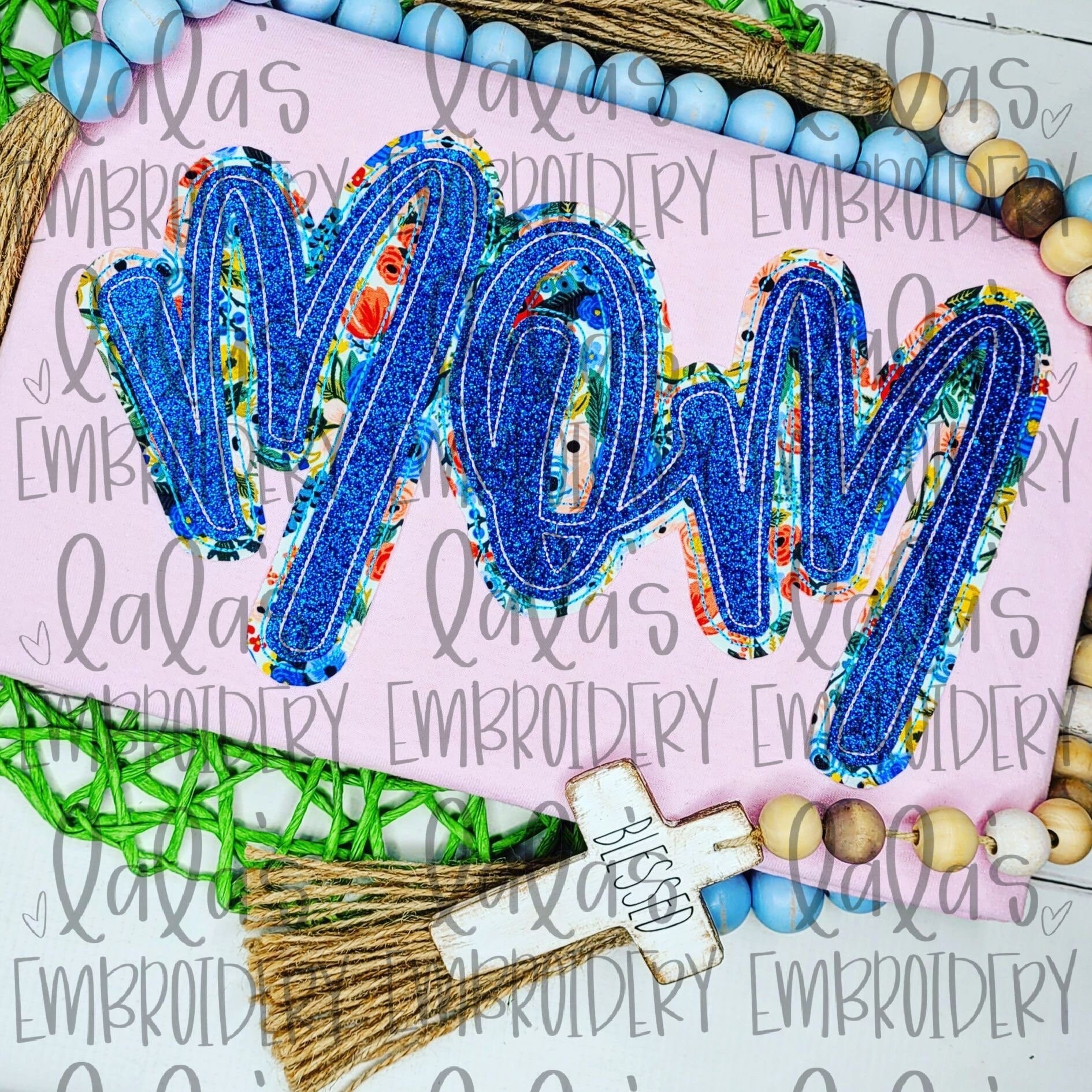 Mom Double Stack Applique Design - Hand Lettered Design - Etsy