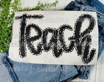TEACH Double Stack Applique Design - Hand Lettered Design