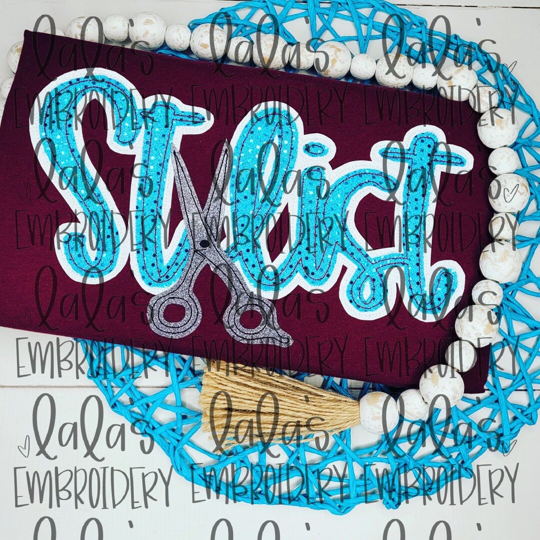 Stylist Double Stack W/ Sheers Applique Design - Hand Lettered Design ...