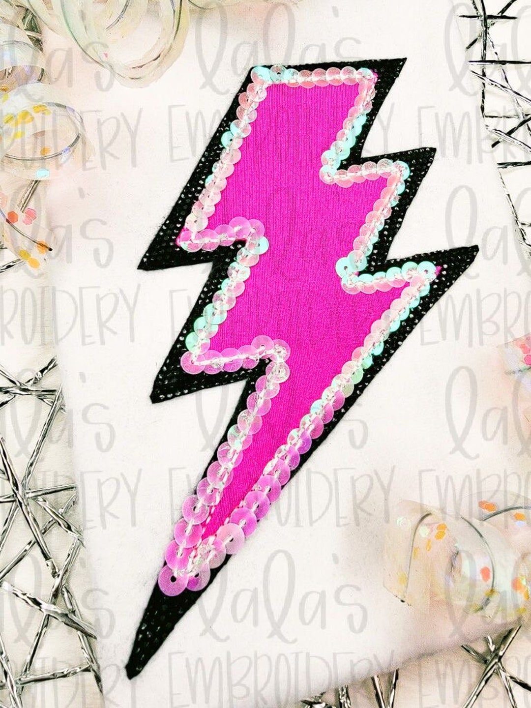 Lightening Bolt Double Stack Applique Design - Hand Lettered Design - Etsy