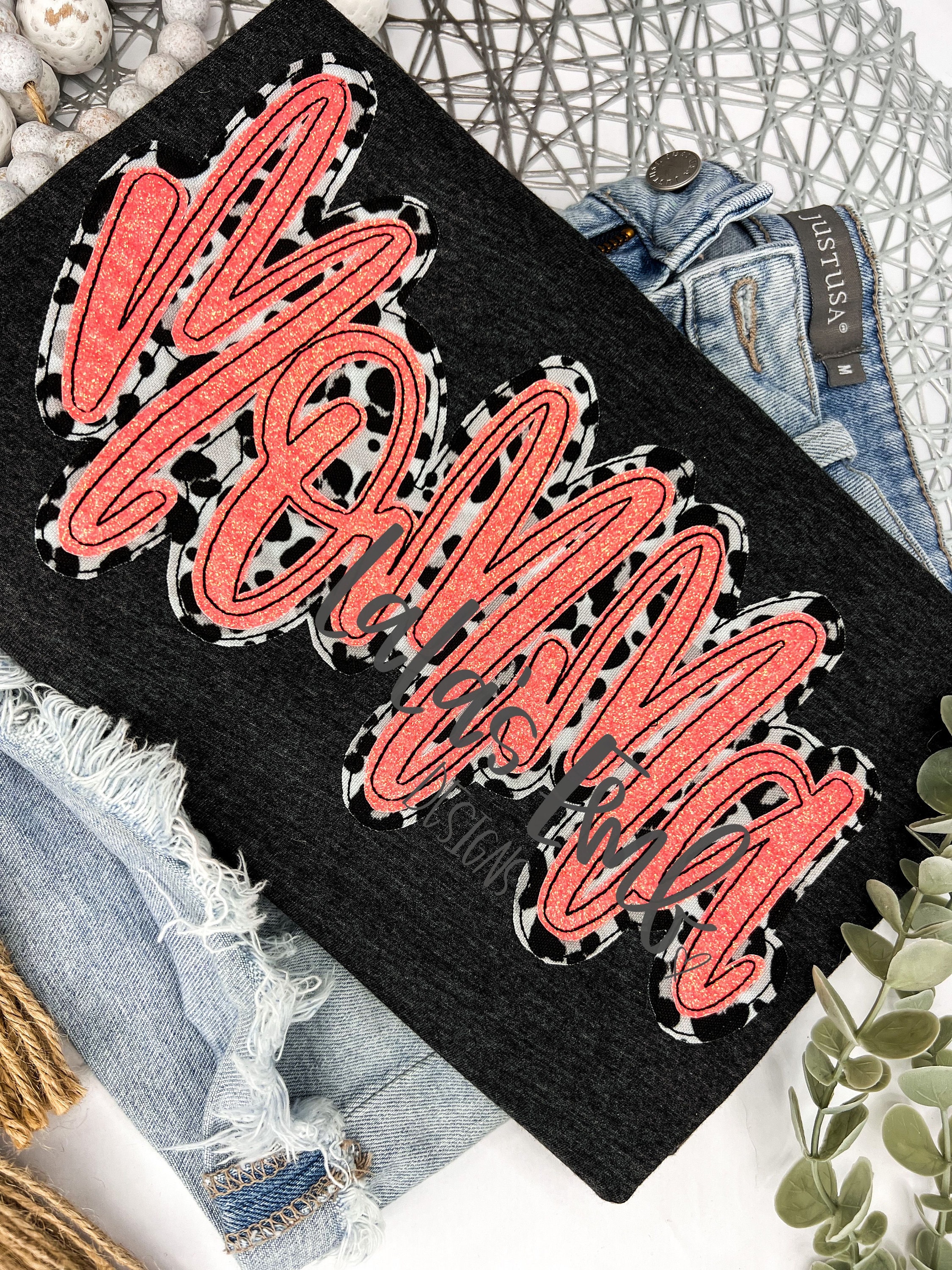 Momma Double Stack Applique Design - Hand Lettered Design - Etsy