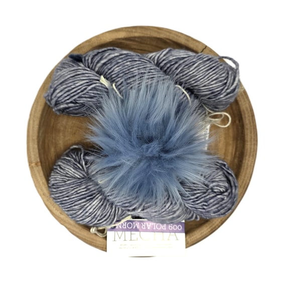 Malabrigo Mecha Cowl, Hat and Pom Kit Polar Morn