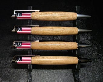 Hand Turned Cherry Wood American Beauty Ballpoint Twist Pen Mini Refill