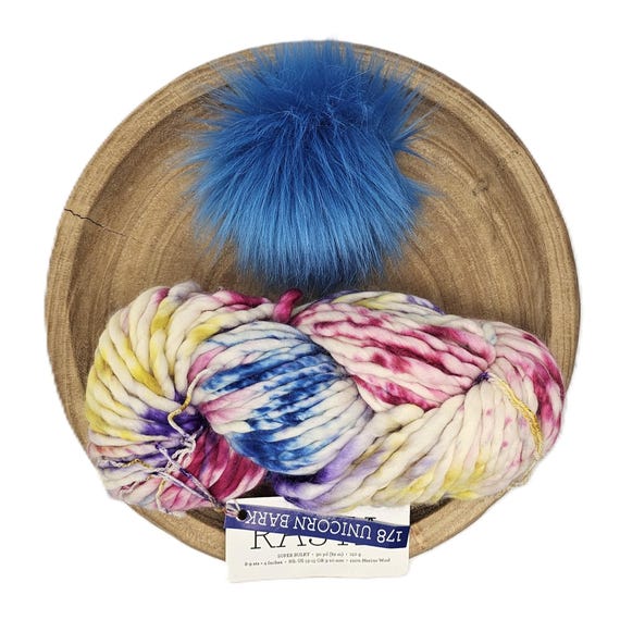 Malabrigo Rasta Unicorn Bark Faux Fur Hat Kit