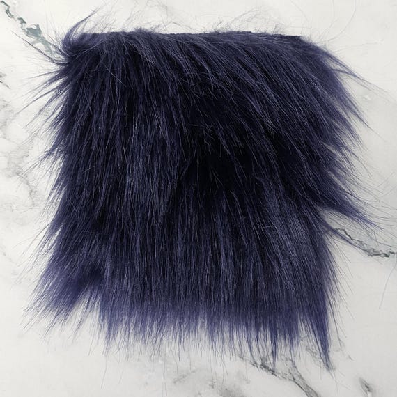 5" Precut Square Long Pile Faux Fur Fabric Eggplant For Poms and Gnome Beards