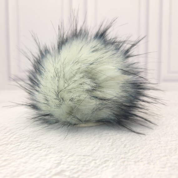 4" Precut Square Dense Long Pile  Faux Fur Fabric White Navy Tipped For Poms and Gnome Beards