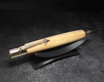 Hand Turned Black Cottonwood Jet Airliner Ballpoint  Golden Twist Pen Parker Refill