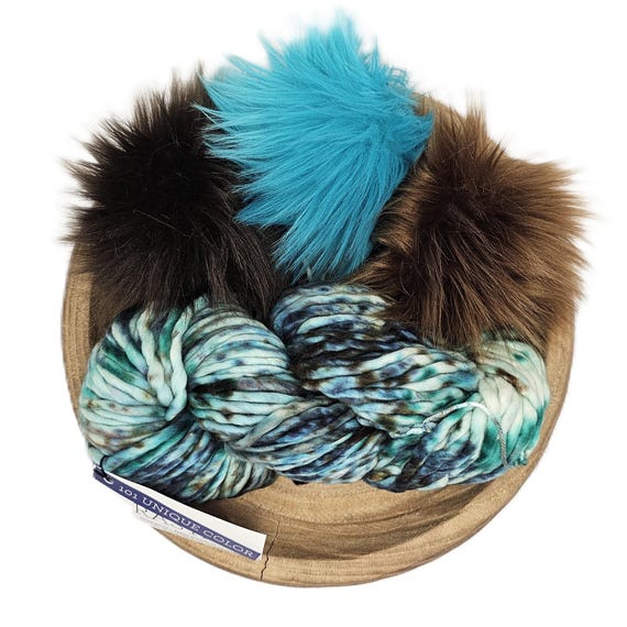 Malabrigo Rasta Unique Color Faux Fur Pom Kit