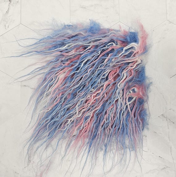 5" Precut Square Long Pile Faux Fur Fabric Pink White Blue Rasta For Poms and Gnome Beards