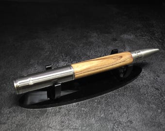 Hand Turned Bethlehem Olive Wood Matthew 17:20 Ballpoint Antique Pewter Twist Pen Parker Refill