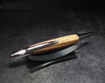 Hand Turned Pulsar Monkeypod Ballpoint Chrome Twist Pen Schmidt Refill