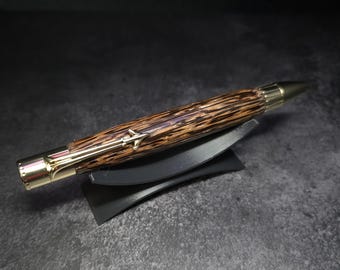 Hand Turned Black Palm Jet Airliner Ballpoint  Golden Twist Pen Parker Refill