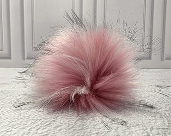 5" Precut Square Dense Long Pile  Faux Fur Fabric Pink Black Tipped For Poms and Gnome Beards