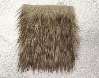 5" Precut Square Medium Pile  Faux Fur Fabric Two Toned Beige For Poms and Gnome Beards