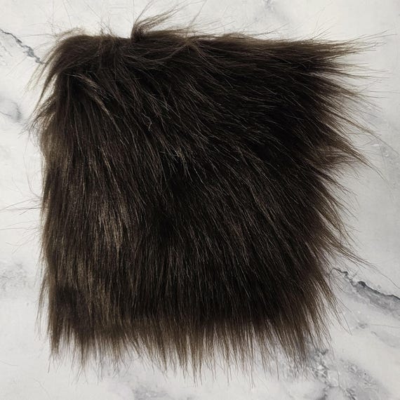 5" Precut Square Long Pile Faux Fur Fabric Brown For Poms and Gnome Beards