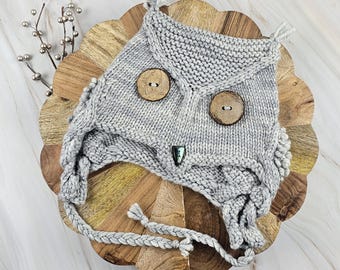 Women's Luxury Chunky Merino Wool Knit Owl Hat