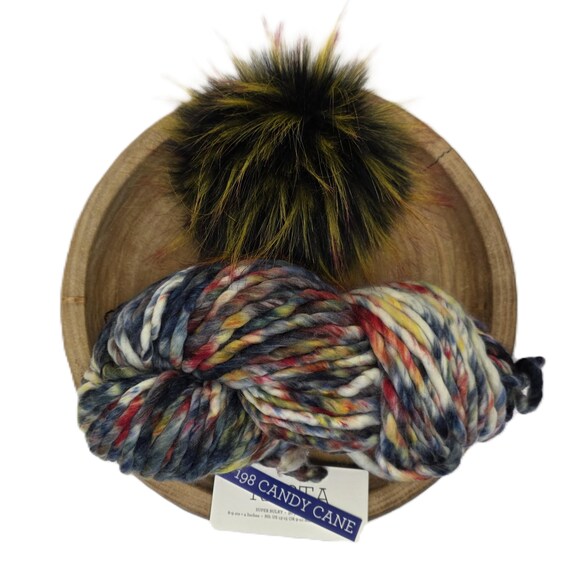 Malabrigo Rasta Candy Cane Faux Fur Pom Kit