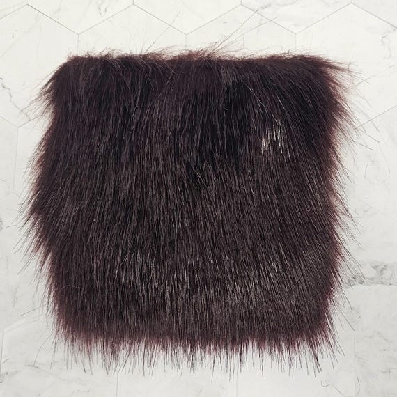 6" Precut Square Dense Long Pile  Faux Fur Fabric Merlot Wine Burgundy For Poms and Gnome Beards