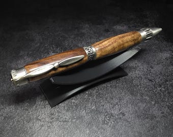 Hand Turned Pistachio Propeller Ballpoint  Antique Pewter Twist Pen Parker Refill
