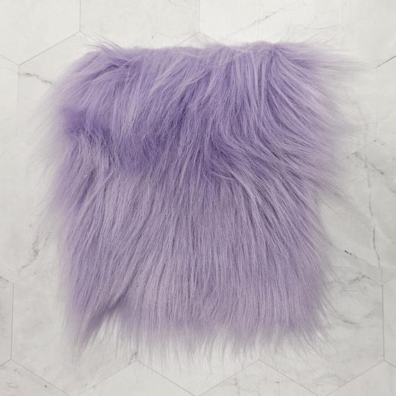 5" Precut Square Long Pile Faux Fur Fabric Lavender For Poms and Gnome Beards