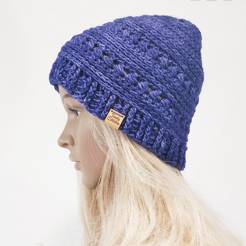 Crochet Beanie Hat Indigo Blue Merino Ready To Ship Free Shipping