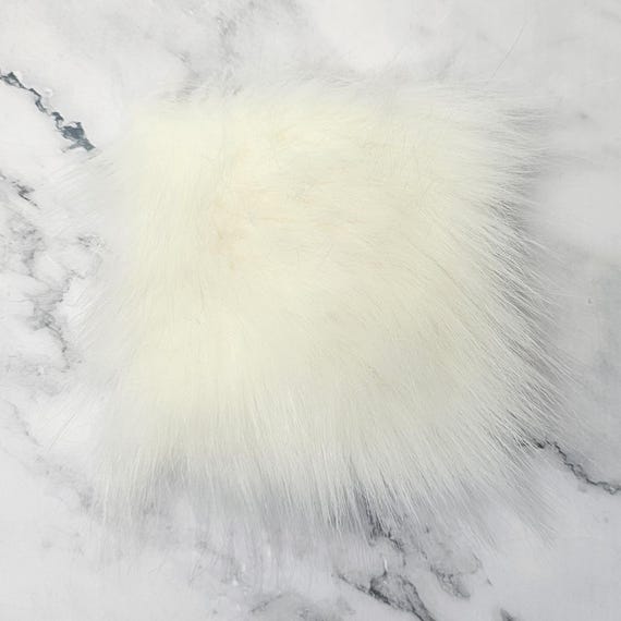 5" Precut Square Dense Long Pile  Faux Fur Fabric Cream White For Poms and Gnome Beards
