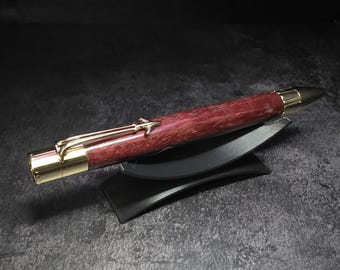 Hand Turned Purple Heart Jet Airliner Ballpoint  Golden Twist Pen Parker Refill