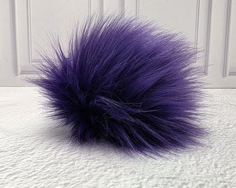 5" Precut Square Long Pile Faux Fur Fabric Purple For Poms and Gnome Beards