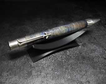 Hand Turned Myrtle Jet Airliner Ballpoint  Antique Pewter Twist Pen Parker Refill