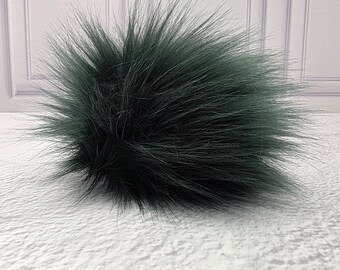 5" Precut Square Long Pile Faux Fur Fabric Hunter Green For Poms and Gnome Beards