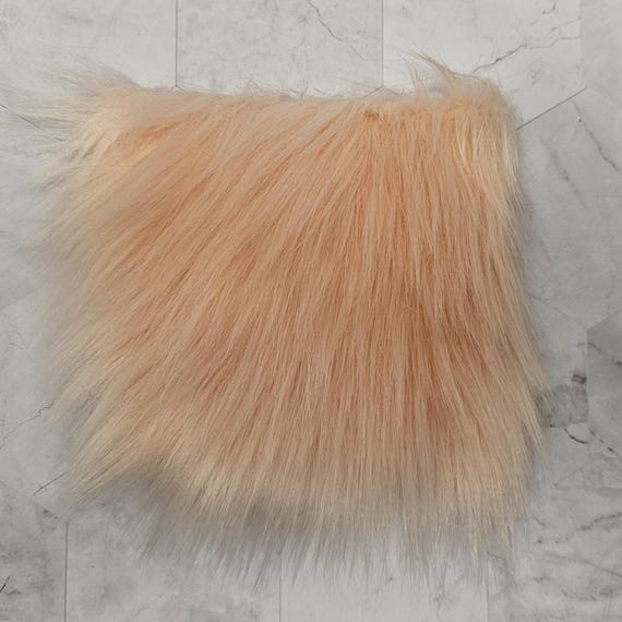 5" Precut Square Long Pile Faux Fur Fabric Orange Sherbert For Poms and Gnome Beards