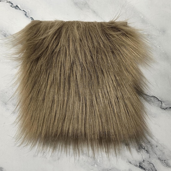 5" Precut Square Long Pile Faux Fur Fabric Cocoa For Poms and Gnome Beards