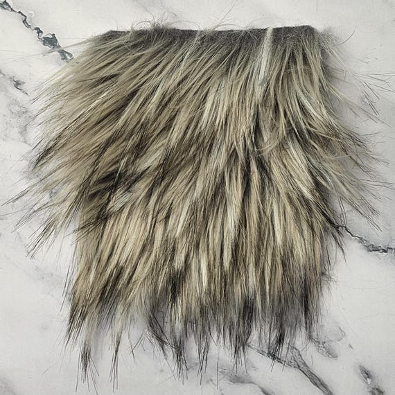 5" Precut Square Long Pile Faux Fur Fabric Grey Gray Cream Brown Beige For Poms and Gnome Beards