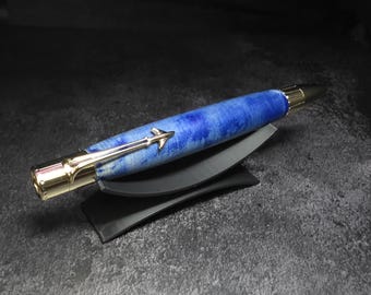 Hand Turned Box Elder Jet Airliner Ballpoint  Golden Twist Pen Parker Refill