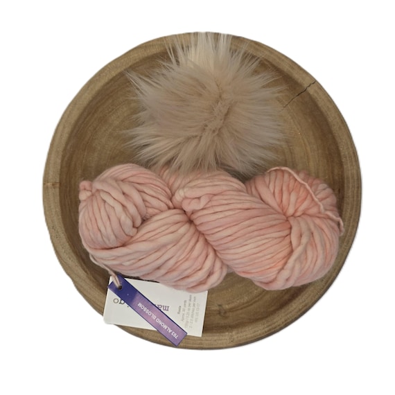 Malabrigo Rasta Almond Blossom Faux Fur Hat Kit