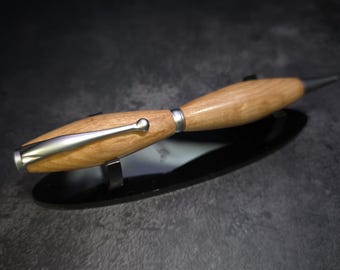 Hand Turned Cherry Slimline Ballpoint Brushed Satin Twist Pen Parker Refill