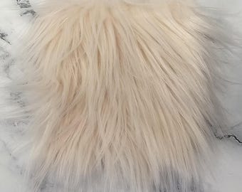 Lot of 10 5" Precut Square Long Pile Faux Fur Fabric Blush Pink For Poms and Gnome Beards