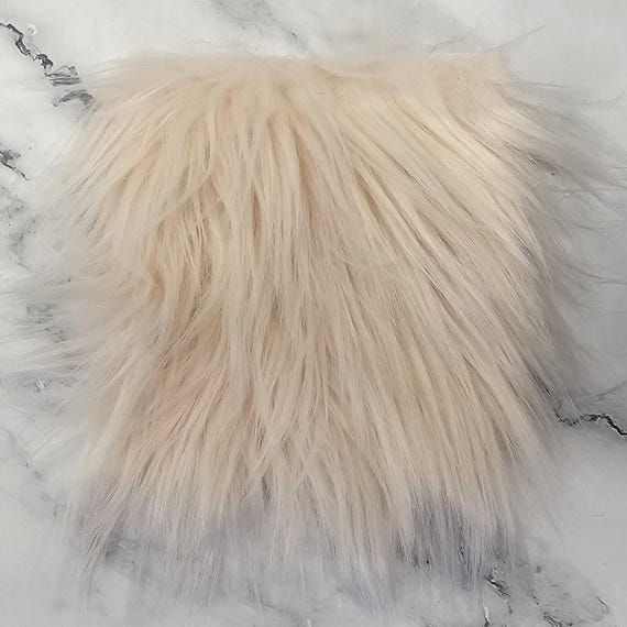 5" Precut Square Long Pile Faux Fur Fabric Blush Pink For Poms and Gnome Beards