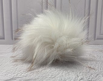 5" Precut Square Dense Long Pile  Faux Fur Fabric White Gold Tipped For Poms and Gnome Beards