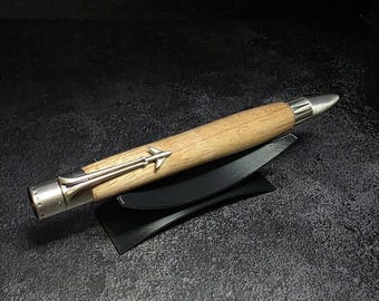 Hand Turned Myrtle Jet Airliner Ballpoint  Antique Pewter Twist Pen Parker Refill