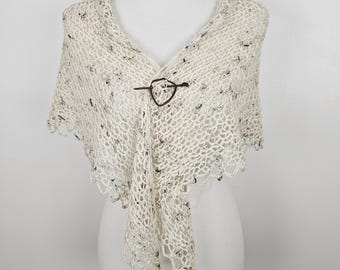 Luxury Wedding Shawl – Hand Crocheted Merino Silk Cashmere Wrap – Lightweight Elegant Shoulder Shawl – 62 x 32
