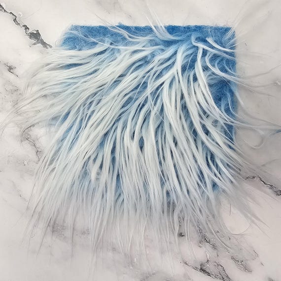 5" Precut Square Long Pile Mongolian Faux Fur Fabric Turquoise Teal White Tipped For Poms and Gnome Beards