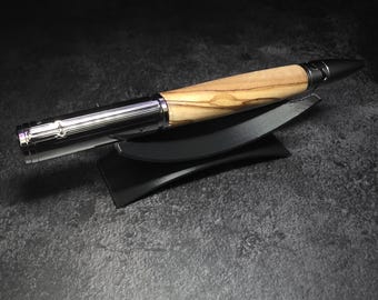 Hand Turned Bethlehem Olive Wood Matthew 17:20 Ballpoint Chrome Twist Pen Parker Refill