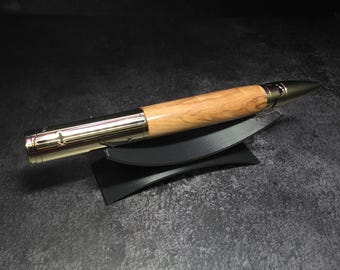 Hand Turned Bethlehem Olive Wood Footprints in the Sand Ballpoint Golden Twist Pen Parker Refill