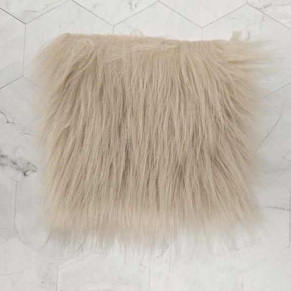 5" Precut Square Long Pile Faux Fur Fabric Blush For Poms and Gnome Beards